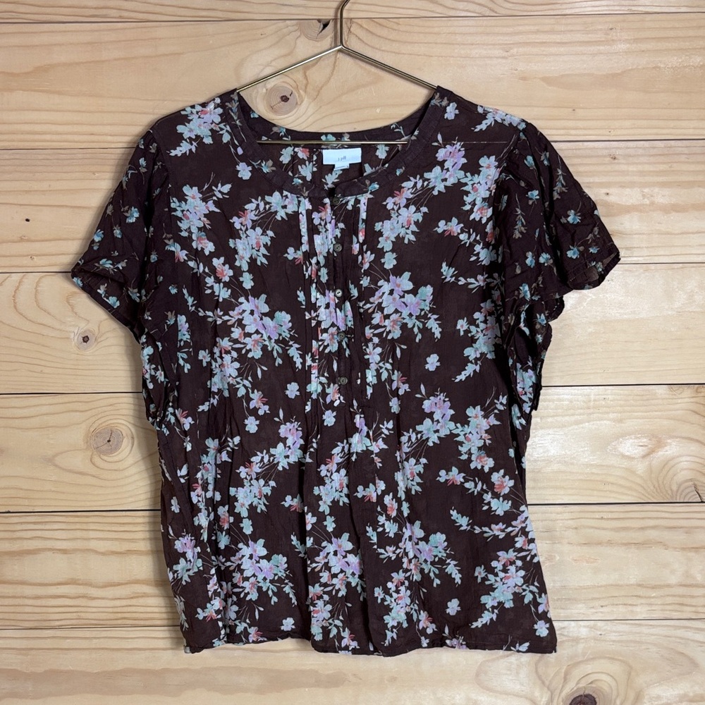 J.jill floral brown blouse XL